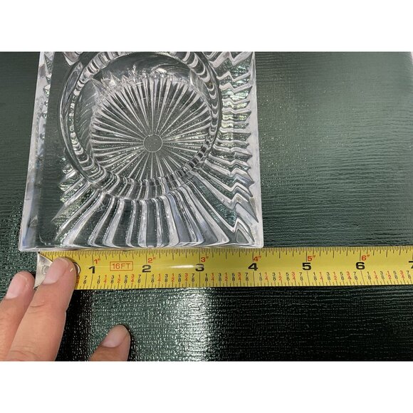 Vintage Clear Glass Square Ashtray With Sunburst Design 4.5" X 4.5" - Picture 3 of 4